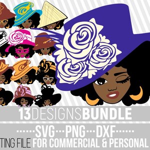 13x Amazing Black Woman with Hat Bundle svg, Melanin, Afro Girl svg, Black Girl Magic, Glasses,File for Cricut, Silhouette ,Instant download