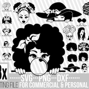 28x Black woman bundle svg, Melanin, Afro puffs, Hairstyle, Black woman svg, Black Girl Magic,File for Cricut, Silhouette ,Instant download