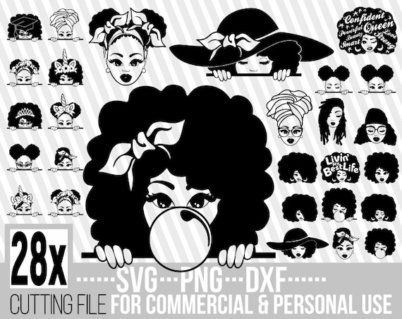 Download 28x Black Woman Bundle Svg Melanin Afro Puffs Hairstyle Etsy