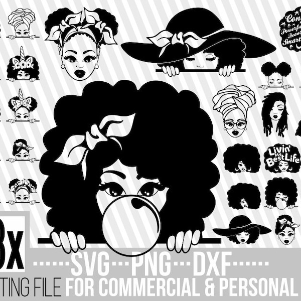 28x Black woman bundle svg, Melanin, Afro puffs, Hairstyle, Black woman svg, Black Girl Magic,File for Cricut, Silhouette ,Instant download