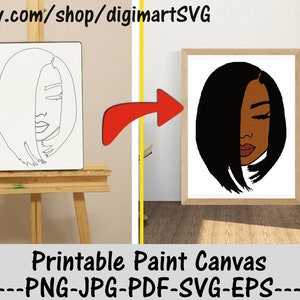 Woman Printable Paint Canvas, Strength Hair, Coloring Pages, Paint With A Twist, Paint Party, Adult Printable Coloring Page, Paint & Sip