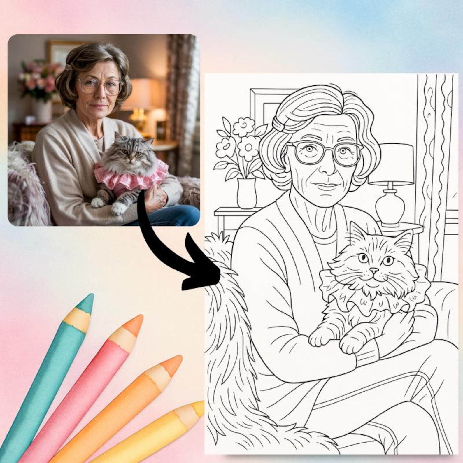 10 Custom Coloring Pages From Photo, Bundle Custom Sketch Coloring Page ...