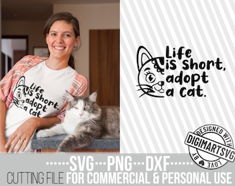 Rescue Cats svg, Cat Quotes svg, Animal svg, Cat Lover, Kitten svg, Cat Silhouette, Meow svg, Adopt Cat, File for Cricut, Instant download