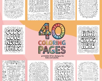 40x Religious Quote Coloring Pages Bundle PNG, Christ PNG, Paint Party, Adult Printable Coloring Page, Paint & Sip, Bible Verse, Jesus PNG
