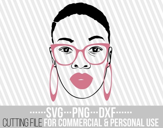 Download Black Woman With Glasses Svg Earrings Afro Woman Svg Black Etsy