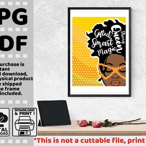 Archivo digital imprimible para mujer, Arte pop, Afro Art, Impresión de arte mural, Impresión de póster de dibujos animados, Descarga impresa, Decoración del hogar imprimible Descarga digital