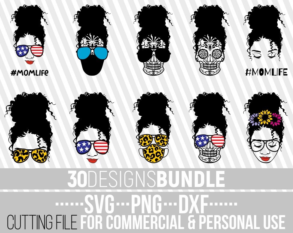 Download 30x Messy Bun Designs Bundle svg, African American svg ...