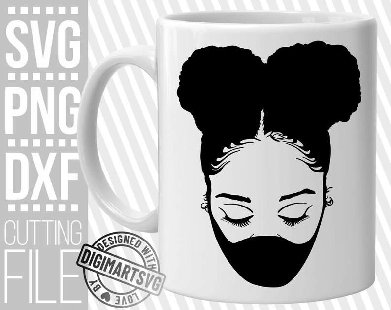 Download Black Woman with Mask svg Afro Puffs Hairstyle svg Melanin | Etsy