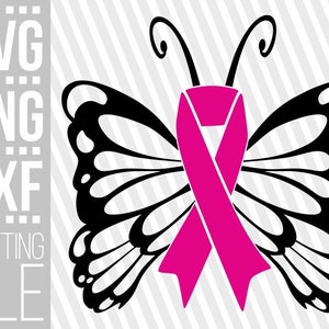 Butterfly svg, Breast cancer,Pink ribbon svg, Swirly Butterfly svg, Wings svg, Cut Files, File for Cricut,Silhouette , Instant download