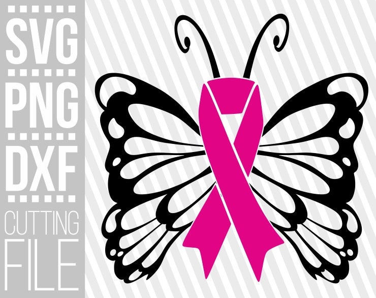 Butterfly Svg Breast Cancer Pink Ribbon Svg Swirly Butterfly Svg Wings Svg Cut Files File For Cricut Silhouette Instant Download