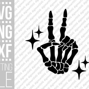 Signe de la paix squelette Svg, main de paix squelette, main squelette svg, svg automne, svg Halloween, png Halloween vintage, fichier pour Cricut, couper des fichiers