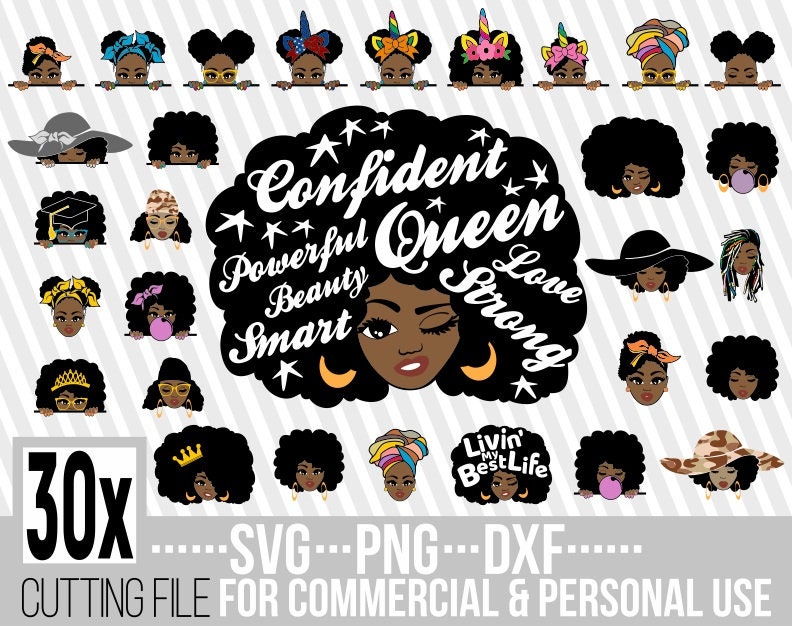 Download 30x Black Woman Bundle Svg Natural Hair Layered Melanin Etsy