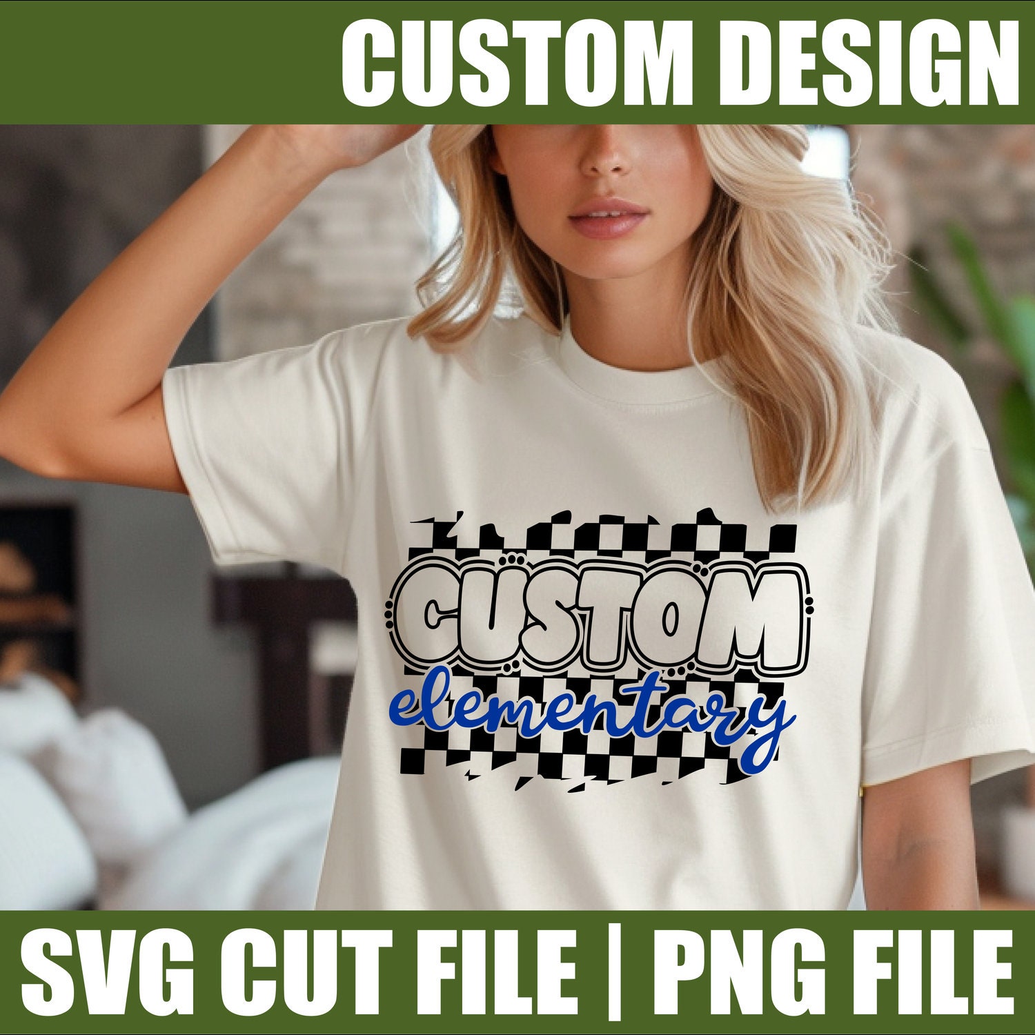 Custom Elementary School svg, Retro Checkered SVG, Personalized Logo Design, Your Team Name T-Shirt Design, Custom Order Svg, Silhouette