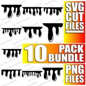 10x Dripping Borders SVG Bundle, Paint Drip Svg, Dripping Vector Images, Chocolate Paint, Cut File Cricut, Liquid svg, Silhouette, Print
