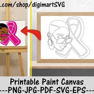 Cáncer De Mama Png, Lazo Rosa, Afro, Páginas Para Colorear, Lona De Pintura Imprimible, Fiesta De Pintura, Página Para Colorear Imprimible Para Adultos, Pintar Con Un Toque