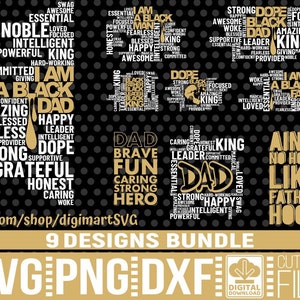 Fathers Day Svg Bundle, Black King svg, Hero svg, Beard Man, Daddy svg, Father svg, Dope Black Dad svg, File for Cricut, Instant download