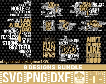Fathers Day Svg Bundle, Black King svg, Hero svg, Beard Man, Daddy svg, Father svg, Dope Black Dad svg, File for Cricut, Instant download