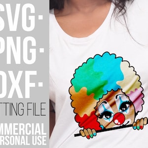 Peeking Clown Girl svg, Clown svg, Circus, Birthday Party, carnaval svg, Black Girl Magic, Arquivo para Cricut, Silhueta, Download instantâneo