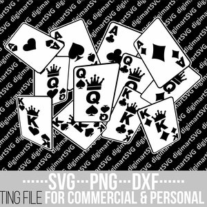 Carte da gioco PNG, Poker svg, Regina di cuori svg, Semi delle carte, Carte scuoiate png, Re PNG, Sublimazione, File per Cricut, Download istantaneo