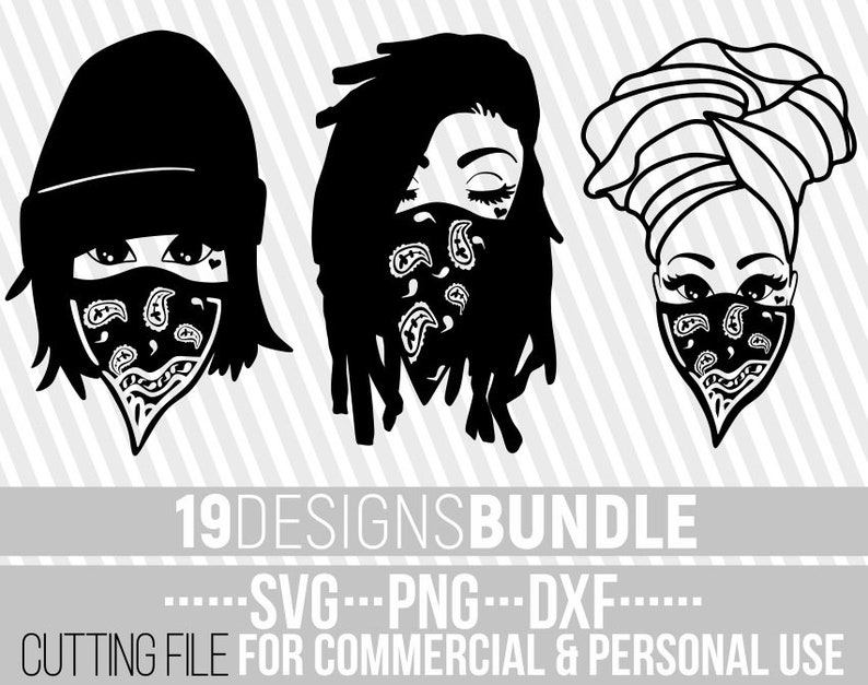 Download 19x Beauty Black Woman with Bandana Bundle svg Black Girl ...
