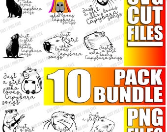 10x Capybara SVG Bundle, Funny Animal SVG, Animal Vector Images, Cut File Cricut, Baby Animal SVG, Just A Girl Who Loves Capybara Songs svg