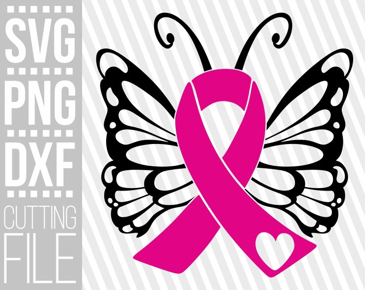 Butterfly Svg Wings Svg Breast Cancer Pink Ribbon Svg | Etsy