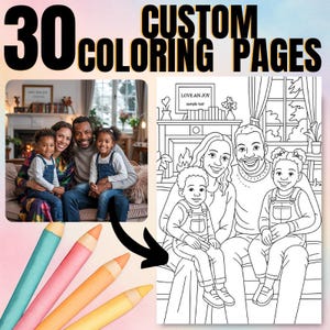 30 Custom Coloring Pages from Photo, Bundle Custom Sketch Coloring Page, Custom Kids Activity Page, Photo Coloring Page, Digital Download