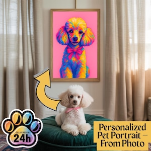 Custom Pet Pop Art Portrait, Digital Pet Artwork from Photo, Colorful Pet Wall Art, Dog Cat Gift, Comic Style Illustration, Watercolor, WPAP