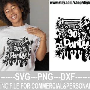 90's Party svg, Birthday svg, A grandi dans les années 90, Né dans les années 90, Tshirt Old School, Boss lady, Fichier pour Cricut, Téléchargement instantané