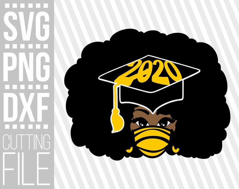 Download Black Girl in Graduation Hat svg Afro Woman svg Face Mask | Etsy