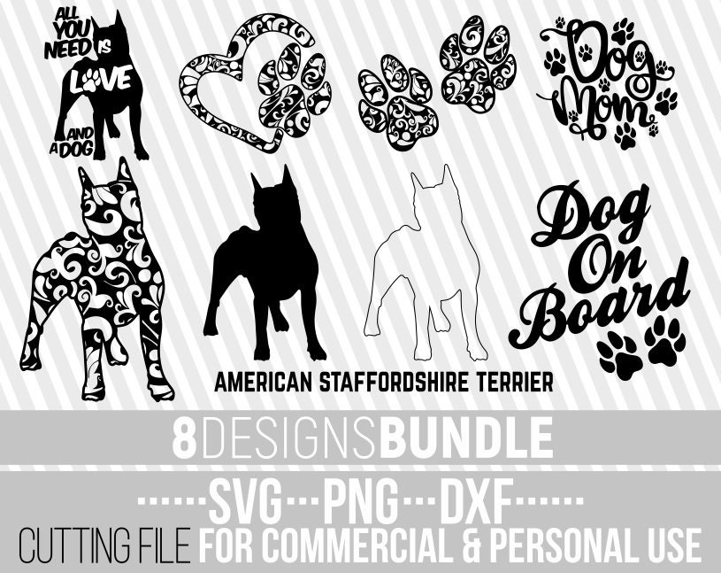 Download 8x American Staffordshire Terrier Mandala Bundle Svg Dog Bundle Svg Dog Shapes Mandala Dog Cuttable File Silhouettes Bundle Cricut File