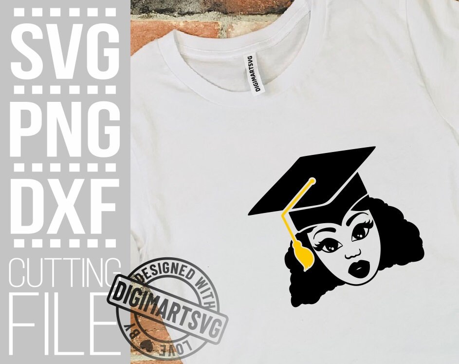 Download Afro Girl In Graduation Hat Svg Afro Hair Svg Grad Svg Melanin Vector File For Cricut Vector Silhouette Instant Download Cuttable