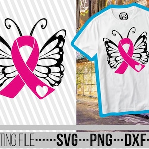 Butterfly svg, Wings svg, Cancer du sein, Ruban rose svg, Ruban de sensibilisation,Survive , Fichiers coupés, Fichier pour Cricut,Silhouette, Téléchargement instantané