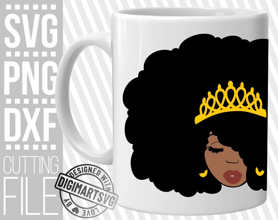 Download Black Woman With Crown Svg Afro Queen Svg Melanin Afro Etsy