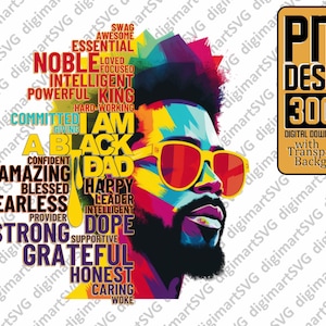 I Am Black Dad png, Beard Man PNG, Father's Day, Dope Black Dad png, Black Father, Digital Download, Sublimation Transfers, Heat Transfer