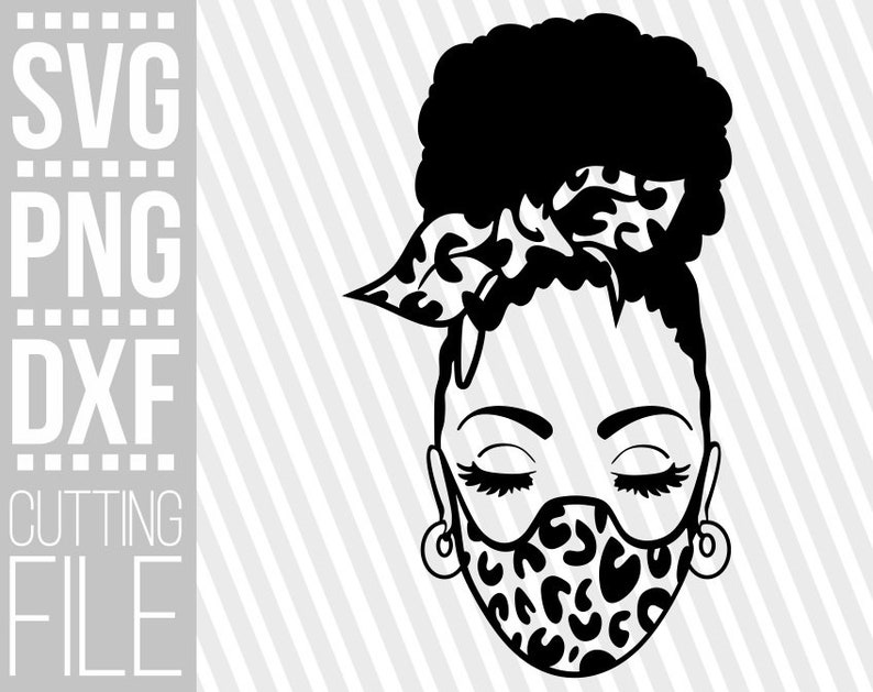 Download Black Woman in Mask svg Afro Hair svg Leopard Prints svg ...