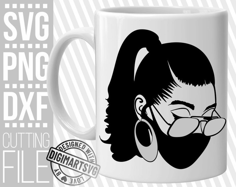 Download Black Woman In Glasses svg Mask svg Ponytail svg Black ...