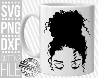 Best Seller - Amazing Messy Bun svg, Hairstyle svg, Melanin, High Bun svg, Black Girl Magic, Curly Hair, File for Cricut,Instant download