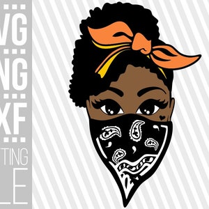 Schwarze Frau mit Bandana svg, Melanin Poppin, Rap svg, Savage svg, Black Girl Magic svg, Datei für Cricut, Silhouette, Sofortiger Download