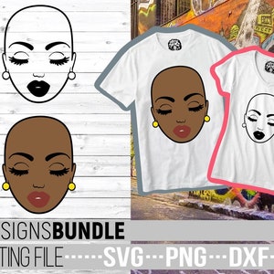 Amazing Bald Woman svg, Black Girl svg, Afro girl , Earrings svg, File for Cricut, Vector, Silhouette, Instant download,Cuttable, Print