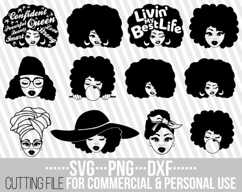 Download 28x Black woman bundle svg Melanin Afro puffs Hairstyle | Etsy