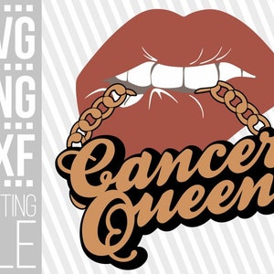 Cancer Queen svg, Gold chain svg, biting lips svg, Zodiac Sign svg, Horoscope, Afro woman svg,Black Girl Magic, File for Cricut,Silhouette