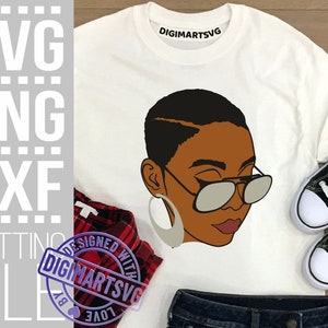 Black Woman with glasses svg, Afro woman svg, Layered svg, Short hair svg, File for Cricut, Vector, Silhouette, Instant download,Cuttable