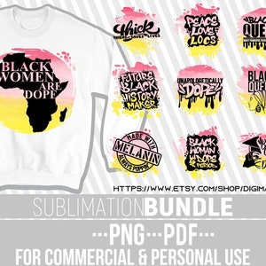 10x Sublimation Bundle PNG, Black Queen PNG, Melanin png, Thick Png, Dripping, Watercolor png, Afro, Sublimation Transfers, Heat Transfer