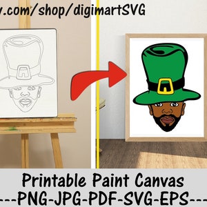 Png del giorno di San Patrizio, Festa di pittura fai da te, Png uomo barba, Png irlandese, Pagina da colorare stampabile per adulti, Afro, Download istantaneo, Dipingi con un tocco