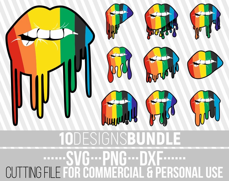 Download 10x Dripping Lips Bundle Svg Biting Lips Svg Rainbow Svg Lgbt Svg Black Woman File For Cricut Silhouette Instant Download Cuttable