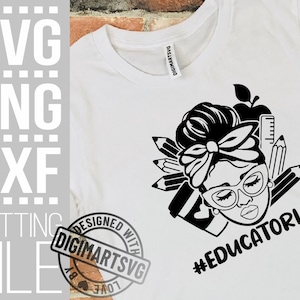 Messy Bun Erzieher Leben svg, Back To School svg, Lehrer svg, Erzieher svg, Melanin svg, Lehrer Geschenk, Datei für Cricut, Instant download