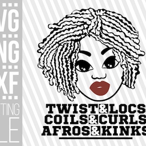 Afro Woman In Braids svg, Twist and Locs svg, Black Woman, Afro svg, Curls svg, Melanin, Cornrows svg, File for Cricut, Instant download