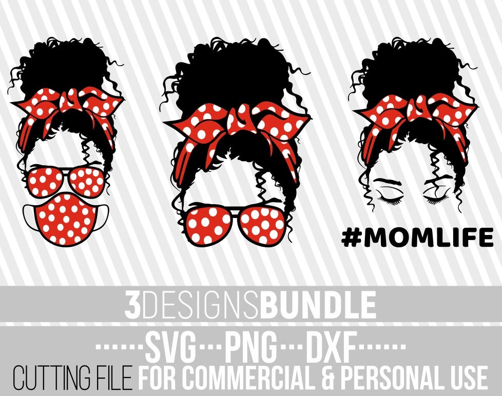 Download 3x Messy Bun Designs Bundle Svg Polka Dot Svg Melanin Poppin Svg Headband Black Woman Svg File For Cricut Silhouette Instant Download