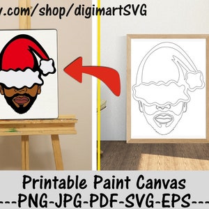 Beard Man Png, Tela stampabile di Babbo Natale, Natale, Pagine da colorare, Dipingi con un tocco di colore, Pagina da colorare stampabile per adulti, Dipingi e sorseggia
